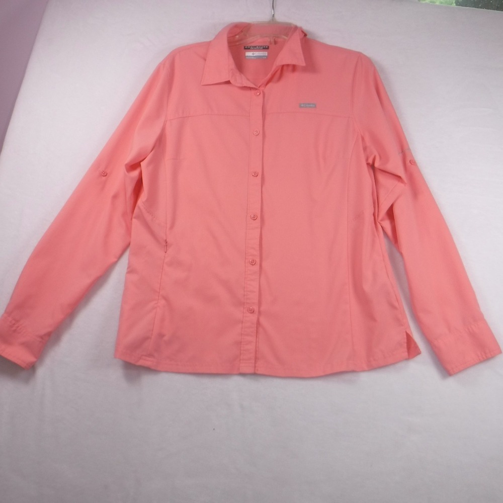 Columbia Omni-Shade Womens Large Coral Pink Long Sleeve Sun Protection Shirt L - Picture 12 of 12